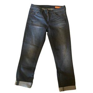 Black Ankle Cropped Jeans with Straight Fit and Cuffed Hem